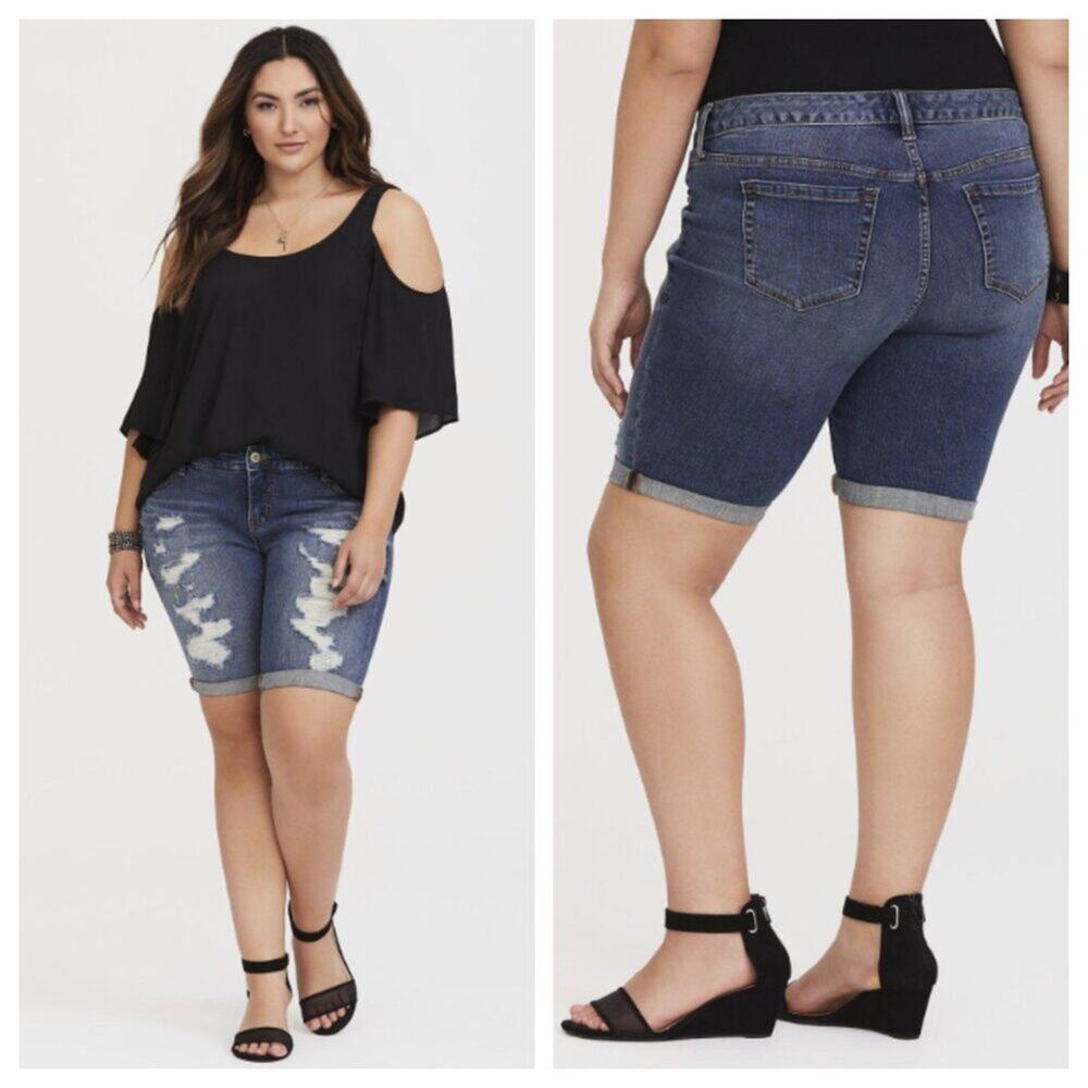 Torrid Boyfriend Bermuda Short Vintage Stretch Medium Wash Size 16